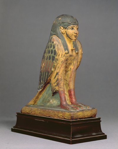Ba-fågel med människohuvud (gessoed och målat trä) av Egyptian Ptolemaic Period