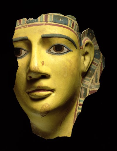 Mammamask (polykrom kartong) av Egyptian Ptolemaic Period
