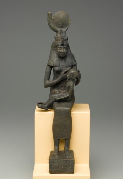 Sittande statyett av Isis som håller Horus (brons) av Egyptian Ptolemaic Period