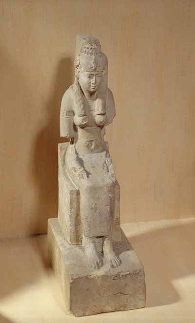 Staty av gudinnan Rattawy, från Medamud (kalksten) av Egyptian Ptolemaic Period