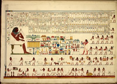 Egyptiska hieroglyfer, från åsikter, etc., från Sheikh-Hassan till Beni-Hassan, Atlas Folio (papper) av Egyptian School