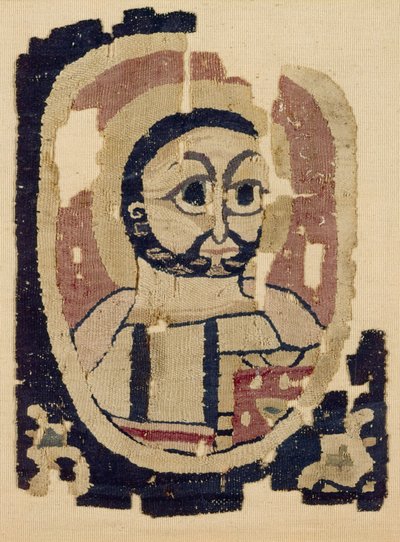 Fragment av ett huvud, koptiskt (textil) av Egyptian School