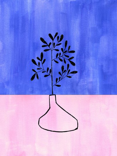 Blå-rosa botanisk vas av Ejaaz Haniff