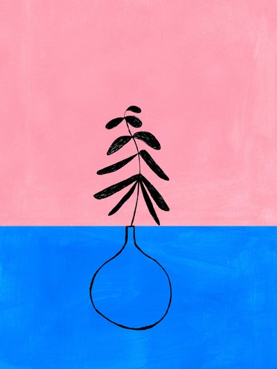 Minimalistisk rosa-blå växt av Ejaaz Haniff