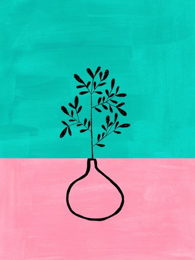 Rosa och turkos botanisk vas av Ejaaz Haniff