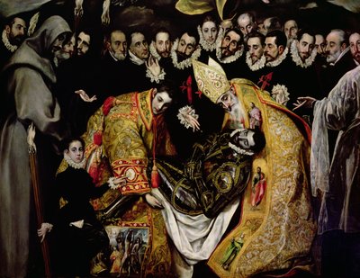 Begravningen av greve Orgaz, från en legend från 1323, detalj av en ung sida, St Etienne, greven och St. Augustine av El Greco