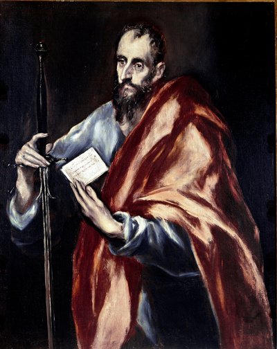 Apostolatet i katedralen i Toledo: Aposteln Sankt Paulus. Målning av Domenikos Theotokopoulos dit El Greco (1540-1614) av El Greco