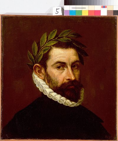 ""Porträtt av poeten Alonso de Ercilla y Zuniga (1533-1594)"" Målning av Domenikos Theotokopoulos känd som El Greco (1540-1614) 1576-1578 Dim. 44,3x41,5 cm Sankt Petersburgs Eremitagemuseum av El Greco