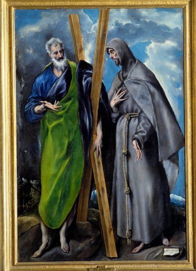 Porträtt av Saint Andre och Saint Francois av Assisi. Målning av Domenikos Theotokopoulos dit El Greco (1541-1614). Olja på duk. Mått: 1,67 X 1,13 m. Madrid, Musee Du Prado av El Greco
