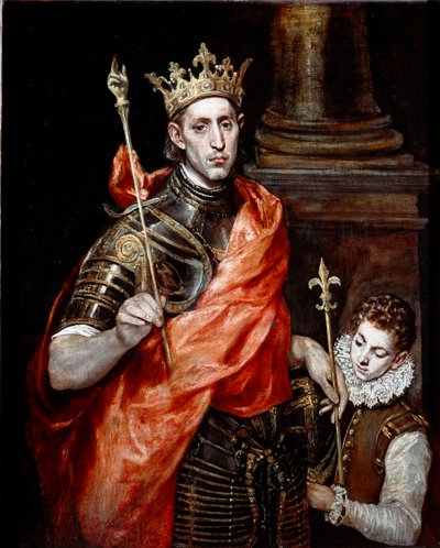 Saint Louis, kung av Frankrike och en sida (Målning av El Greco
