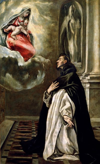 Vision of St. Hyacinth (olja på duk) av El Greco