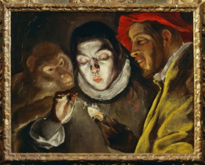 Apa, pojke och man tänder ett ljus av El Greco