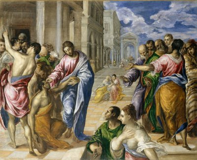 Kristus helar de blinda, ca. 1570. av El Greco
