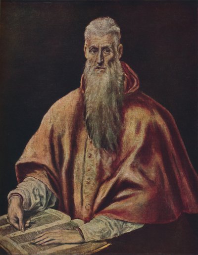 Saint Hieronymus som kardinal, Saint Hieronymus som kardinal, c1590-1600, 1938 av El Greco
