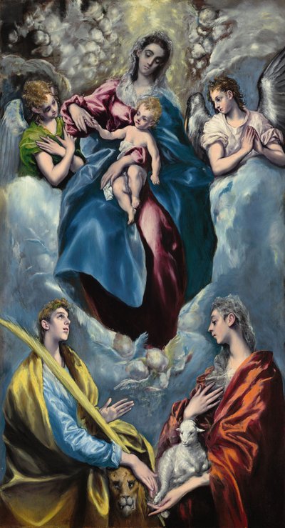 Madonna och barnet med Sankta Martina och Sankta Agnes av El Greco