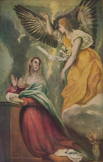 Maria Verkundigung, Bebådelsen, c1595 - 1600, 1938 av El Greco