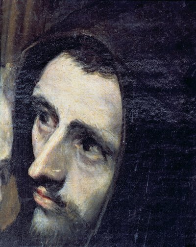 Begravningen av greve Orgaz, från en legend från 1323, detalj av en franciskanermunk, 1586-88 olja på duk detalj av 44240 av El Greco