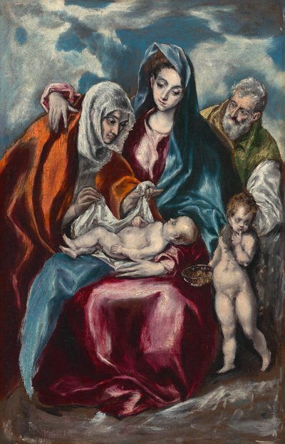 Den heliga familjen med den heliga Anna och Johannes Döparen som barn av El Greco