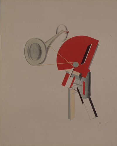Recitatör. Statyett för operan Seger över solen av A. Kruchenykh, 1920-1921 av Eliezer Markowich Lissitzky