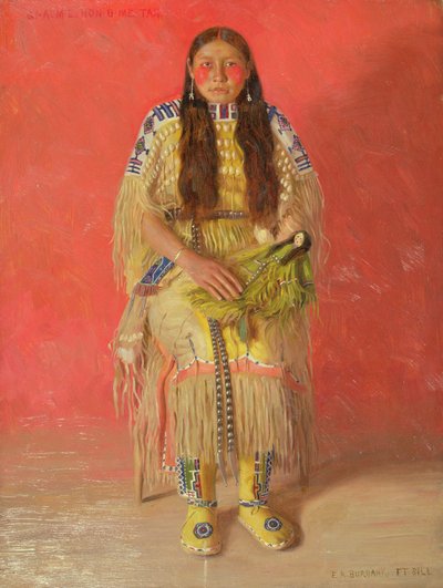 Gi-aum-e-hon-o-me-tah (olja på duk) av Elbridge Ayer Burbank