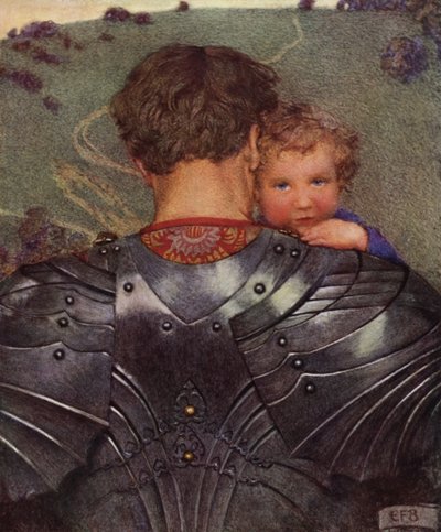 Även om ett lejon på fältet, ett lamm i sin tur ska du honom hitta (färg litho) av Eleanor Fortescue Brickdale