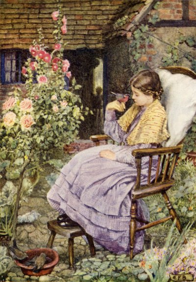 "Men vad är fåglarnas röster utom ord, våra ord?" (färg litho) av Eleanor Fortescue Brickdale