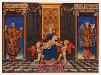 Carols: Peace on Earth (färg litho) av Eleanor Fortescue Brickdale