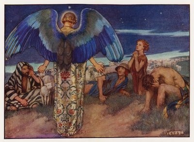 Carols: While Shepherds Watched (färg litho) av Eleanor Fortescue Brickdale