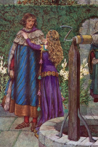 Elaine (färg litho) av Eleanor Fortescue Brickdale