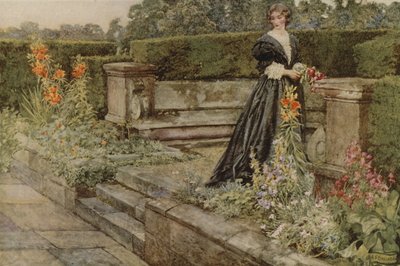 Trädgårdsfantaster, blommans namn (färg litho) av Eleanor Fortescue Brickdale