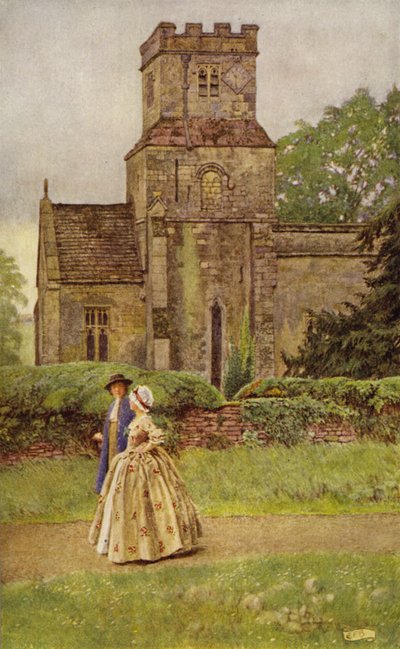 Jag lämnar kyrkan i predikantid (färg litho) av Eleanor Fortescue Brickdale