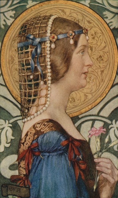 Om man kunde få det där lilla huvudet av henne målat på en bakgrund av blekt guld (färg litho) av Eleanor Fortescue Brickdale