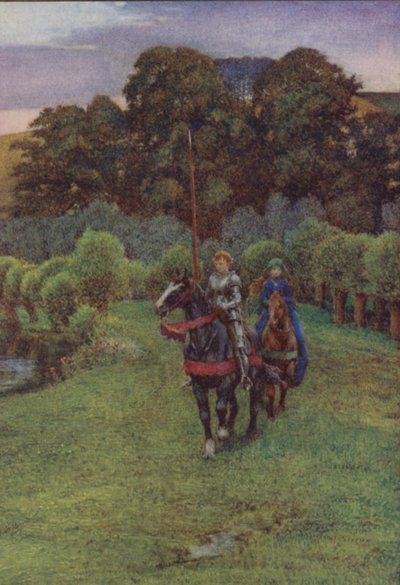 Illustration för Idylls Of The King av Alfred Lord Tennyson (färg litho) av Eleanor Fortescue Brickdale