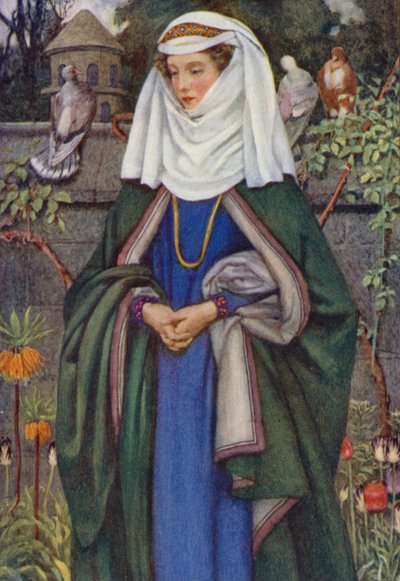 Illustration för Idylls Of The King av Alfred Lord Tennyson (färg litho) av Eleanor Fortescue Brickdale