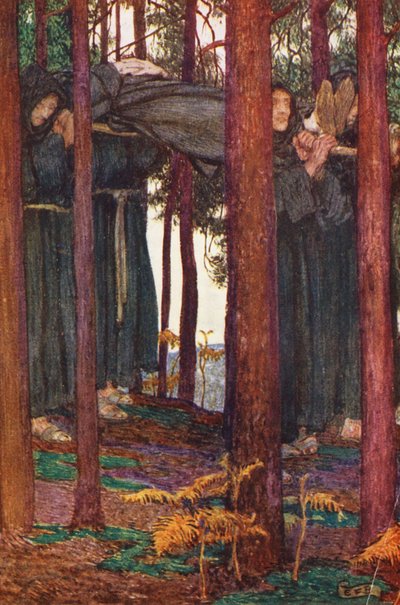 Illustration till The Gathering of Brother Hilarius av Michael Fairless (färglitografi) av Eleanor Fortescue-Brickdale