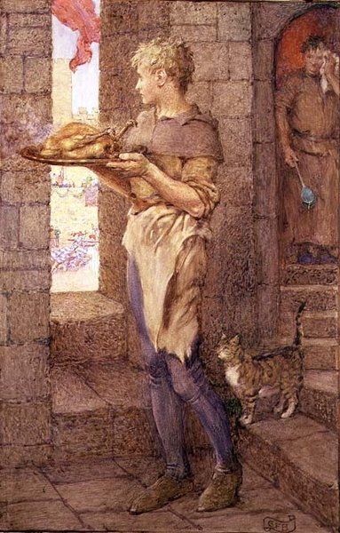 "Så Gareth for Glory genomgick det sotiga oket av Kitchen Vassalage" av Eleanor Fortescue Brickdale