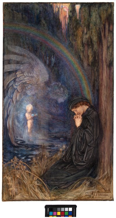 Det postuma barnet, ca 1904 (akvarell och gouache på papper) av Eleanor Fortescue Brickdale