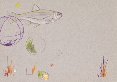 Floating, 2014 (akvarellpenna och bladguld på papper) av Eleanor Grafton