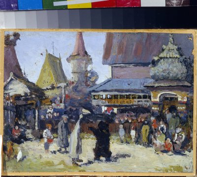 Prinsens hov. (Prinsdomstolen). En björntämjare i storfurstendömet Moskva i oroligheternas tid (1598-1613). Målning av Elena Dmitryevna Polenova (1850-1898), olja på duk av Elena Polenova