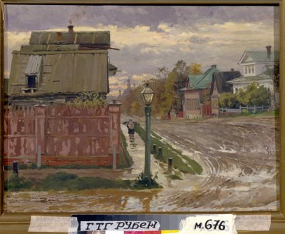 En gata i Moskva. (En gata i Moskva). Målning av Elena Dmitryevna Polenova (1850-1898), olja på duk. Rysk konst, sent 1800-tal. Statens Tretjakovgalleri, Moskva. av Elena Polenova