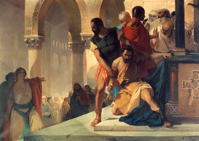 Fazio släpades från templet St Sophia i Konstantinopel, av Eleuterio Pagliano (1826-1903) av Eleuterio Pagliano