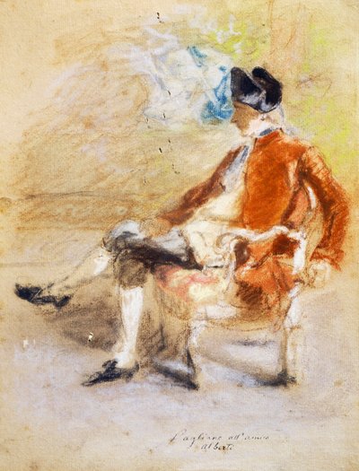 Figur i 1700-talsdräkt, ca 1890 (pastell på papper) av Eleuterio Pagliano