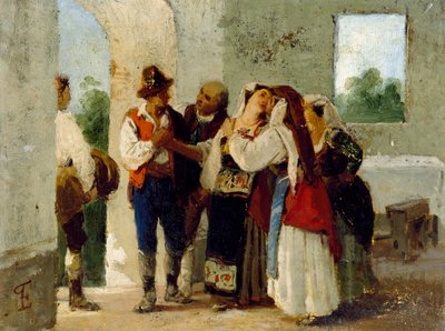 Bonde lämnar familjens hem för att gifta sig i en annan by av Eleuterio Pagliano