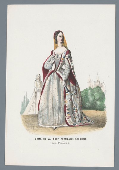 Damen vid det franska hovet XVI-talet, under Francois I (titel på objektet) av Elias Spanier