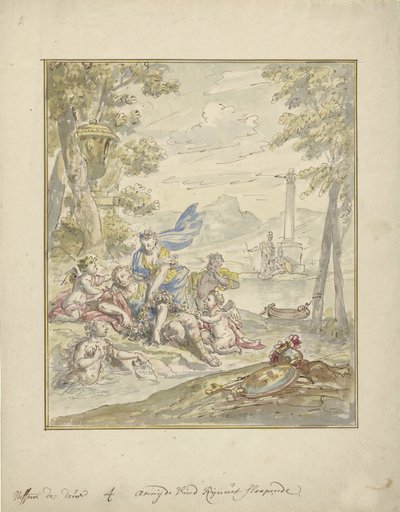 Design för en rumsmålning med Armida och Rinaldo av Elias van Nijmegen