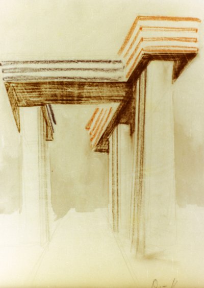 Designritning för den föreslagna wolkenbugel-byggnaden (molnjärn) av el lissitzky (lazar markovich lissitzky) som aldrig byggdes av Eliezer Markowich Lissitzky