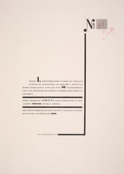 Titelsida av Eliezer Markowich Lissitzky