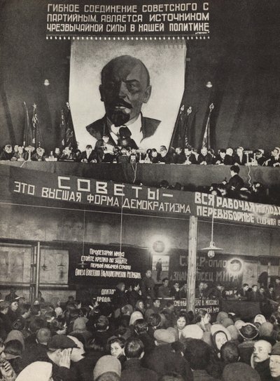 Sovjet - den högsta formen av demokrati. Illustration från USSR Builds Socialism, 1933. av Eliezer Markowich Lissitzky