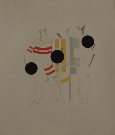 Idrottsmän. Statyett för operan Seger över solen av A. Kruchenykh, 1920-1921 av Eliezer Markowich Lissitzky
