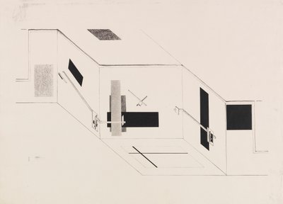 Proun-rummet. Blad 5 av I Kestner-portföljen, 1923. av Eliezer Markowich Lissitzky
